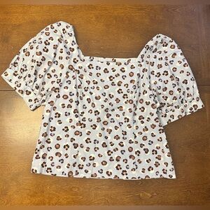 Ann Taylor Brown and Blue Animal Print Blouse